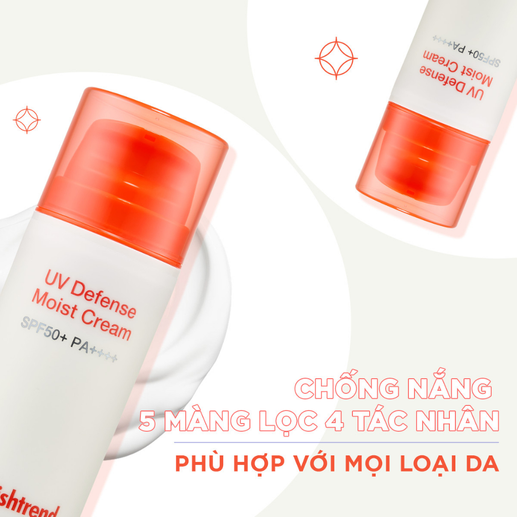 By Wishtrend Kem chống nắng UV Defense Moist Cream SPF50+PA++++ 50g + Kem ban đêm Vitamin A-mazing Bakuchiol Night Cream