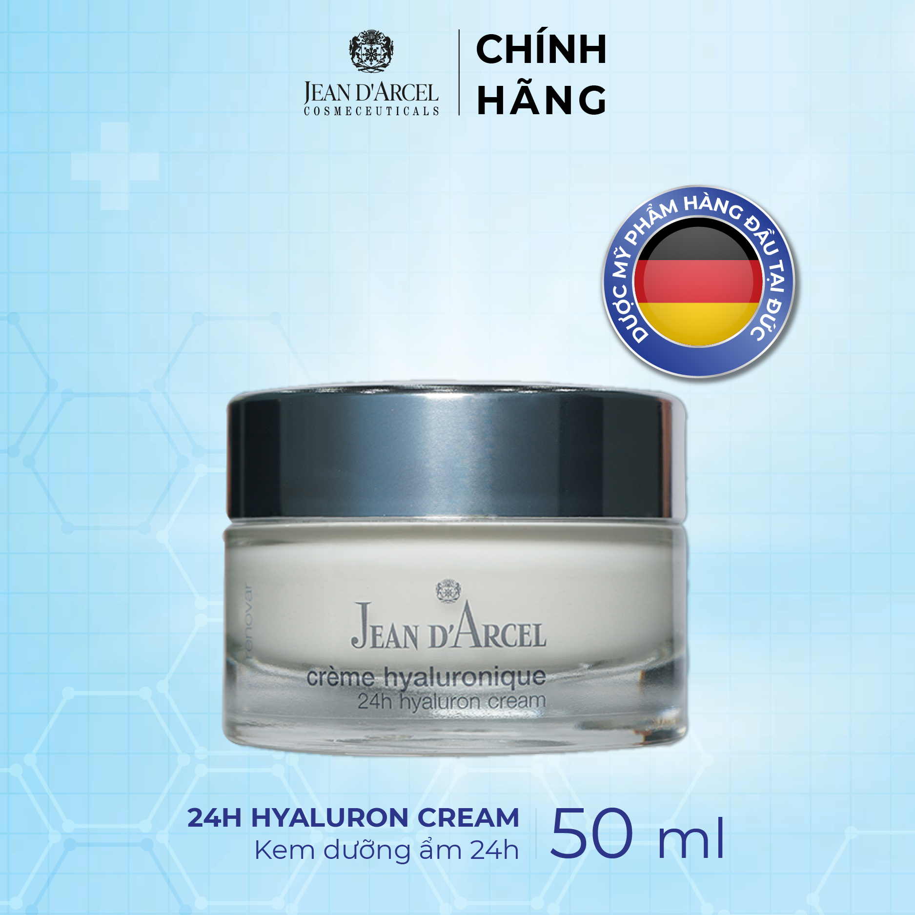 J115 Kem dưỡng ẩm 24h Renovar - 24h Hyaluron Cream (Crème Hyaluronique) 50ml - Jean d'Arcel