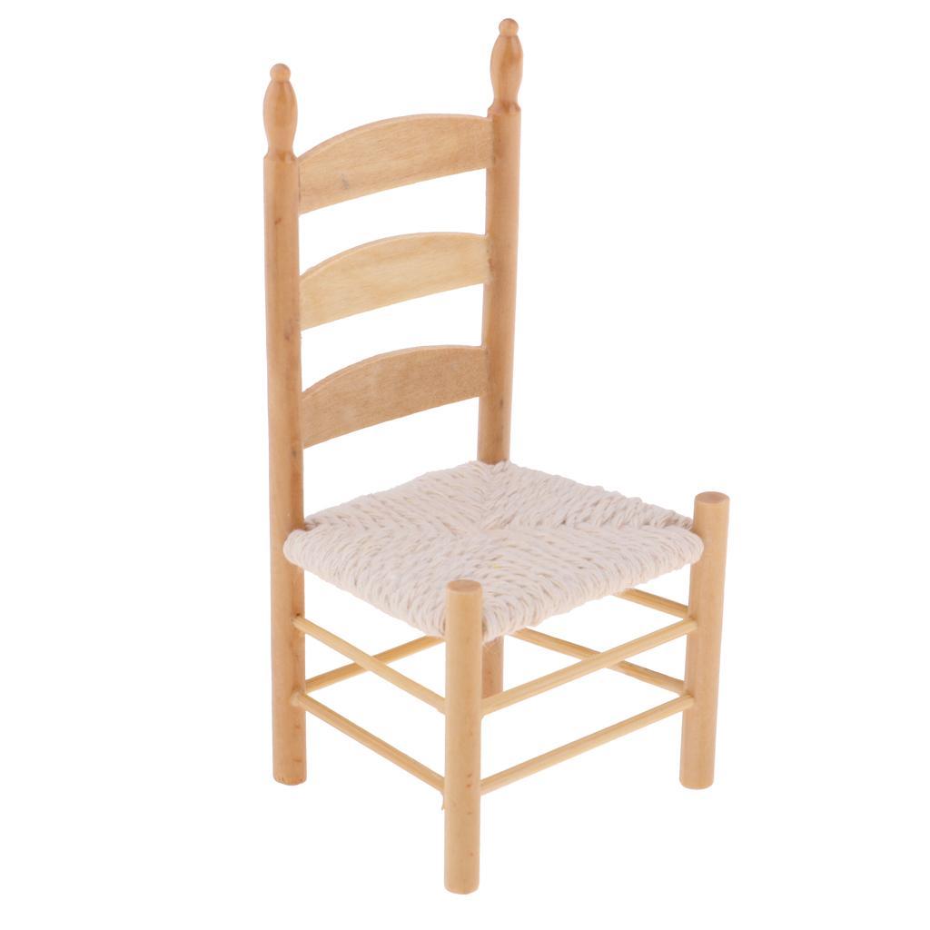 1/12 Miniature Furniture Wooden Chair For Dolls House Dining Room Accs