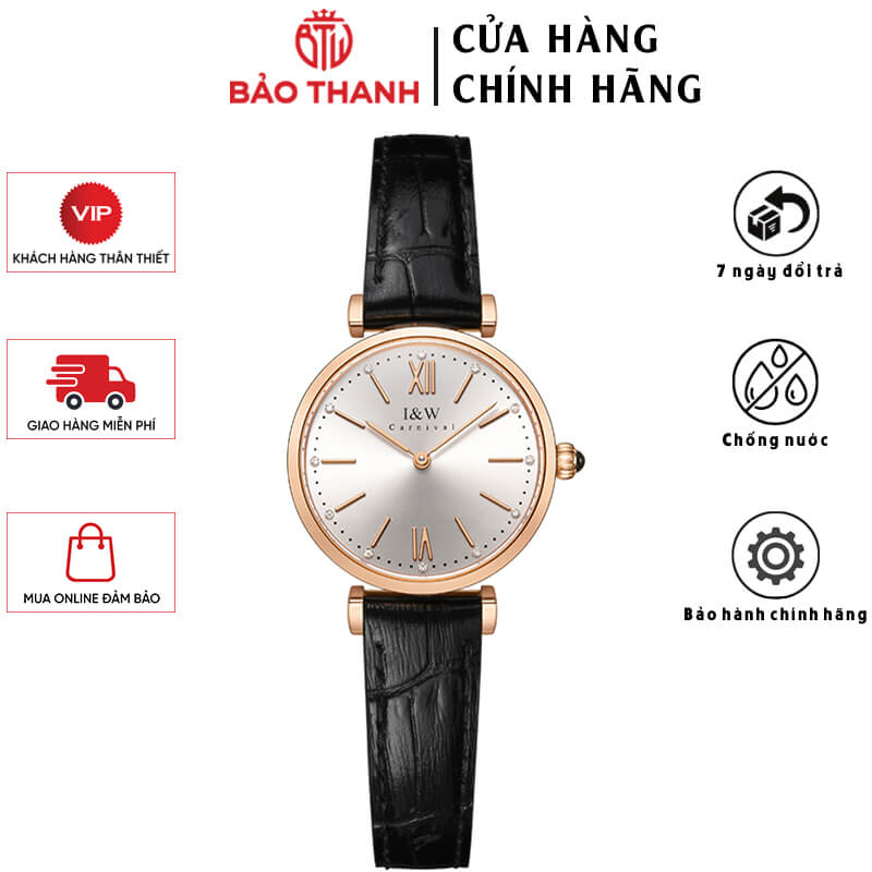 Đồng Hồ Nữ I&W Carnival 562L Chính Hãng BH 24T Chịu Nước 30m Kính Chống Xước Dây Da Cao Cấp ( Máy Quartz)