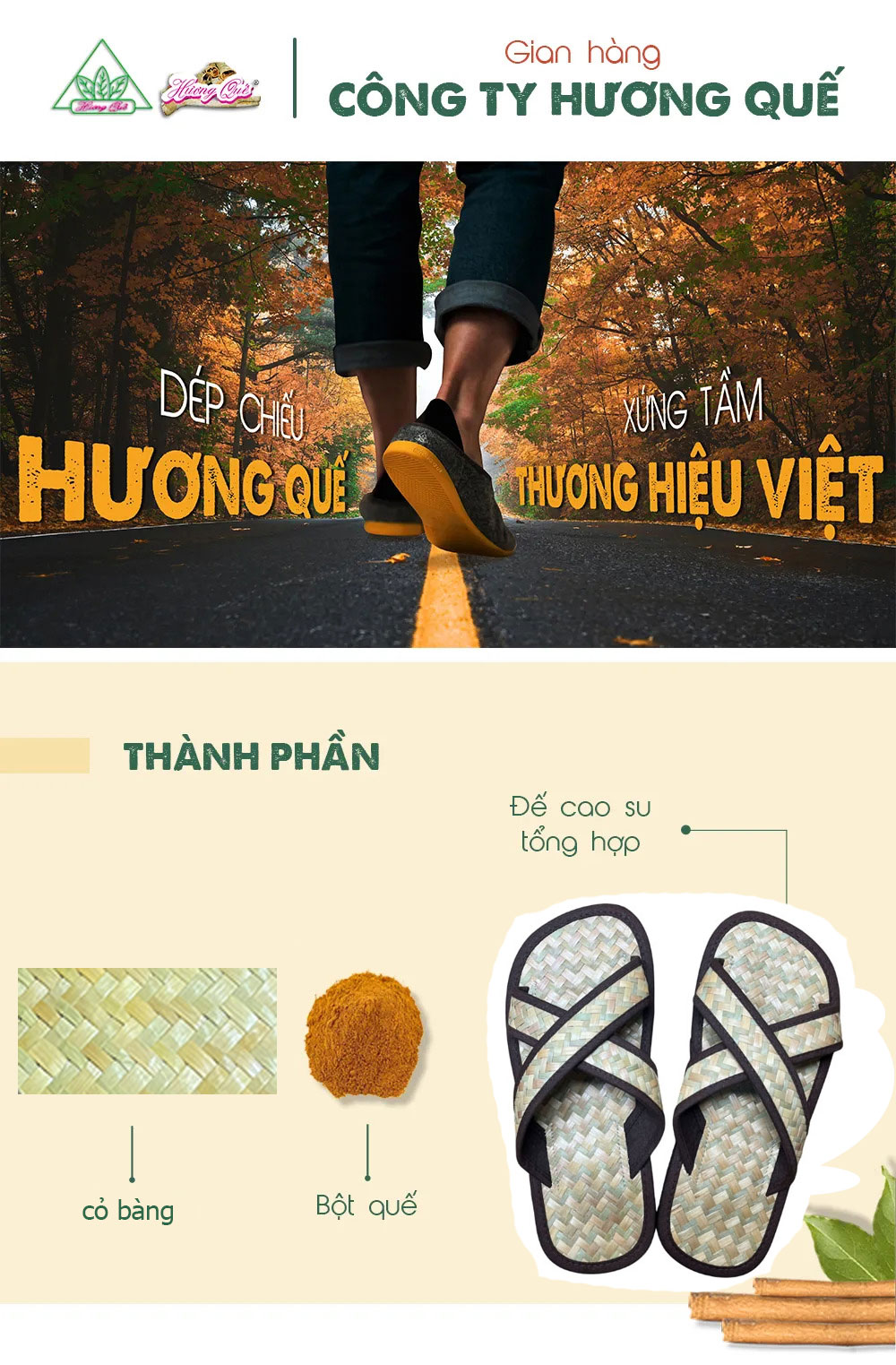 Dép cỏ bàng viền nâu Hương Quế – DCQ-101