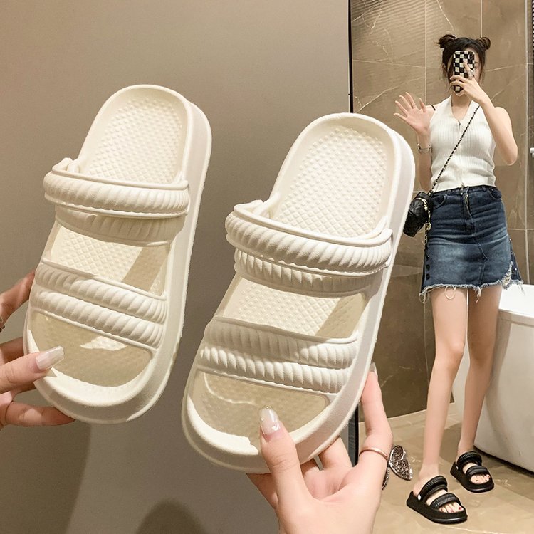 Dép bánh mì 2 quai ngang sandal nữ quai hậu độn đế 3cm kiểu ulzzang basic đi mưa D151