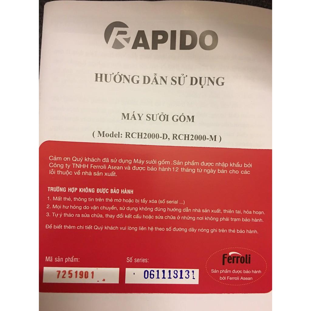 Máy sưởi gốm Rapido RCH2000-D - điều khiển từ xa.