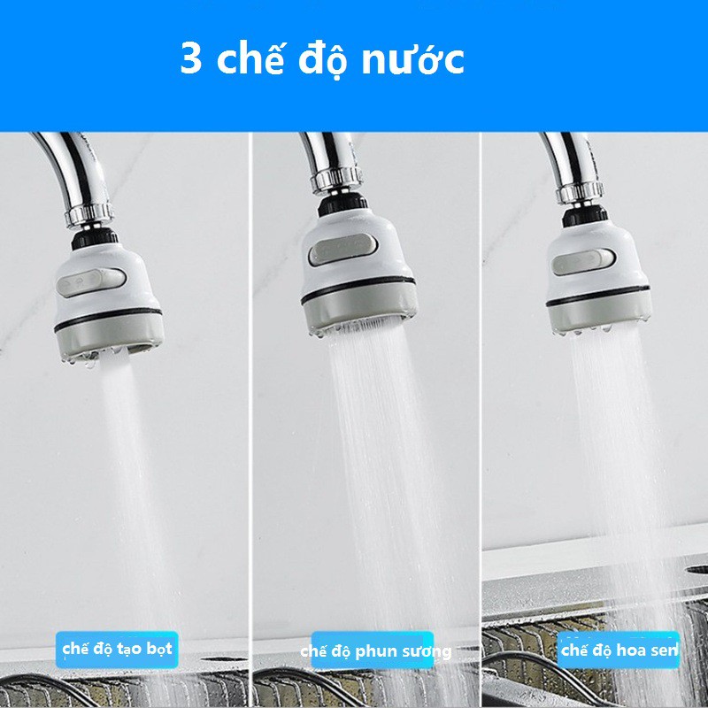 Cần vòi chén lò xo, cong bẻ thay thế cho vòi rửa chén, có đầu chỉnh nhựa 3 chế độ nước