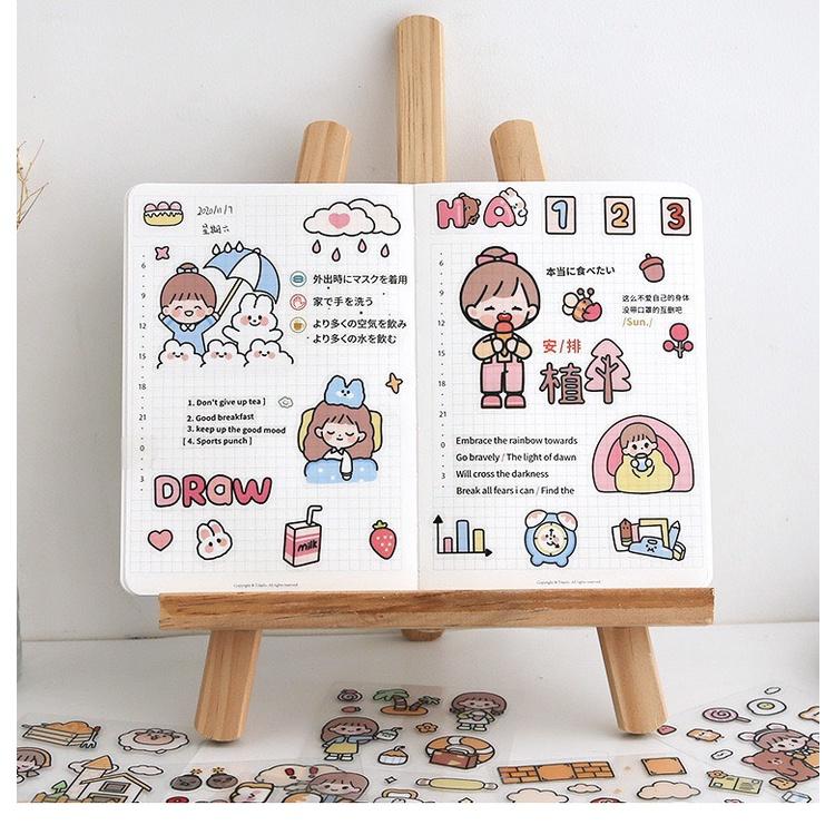 Miếng sticker hình dán cute trang trí dán sổ, dán laptop, dán mũ bảo hiểm siêu xinh