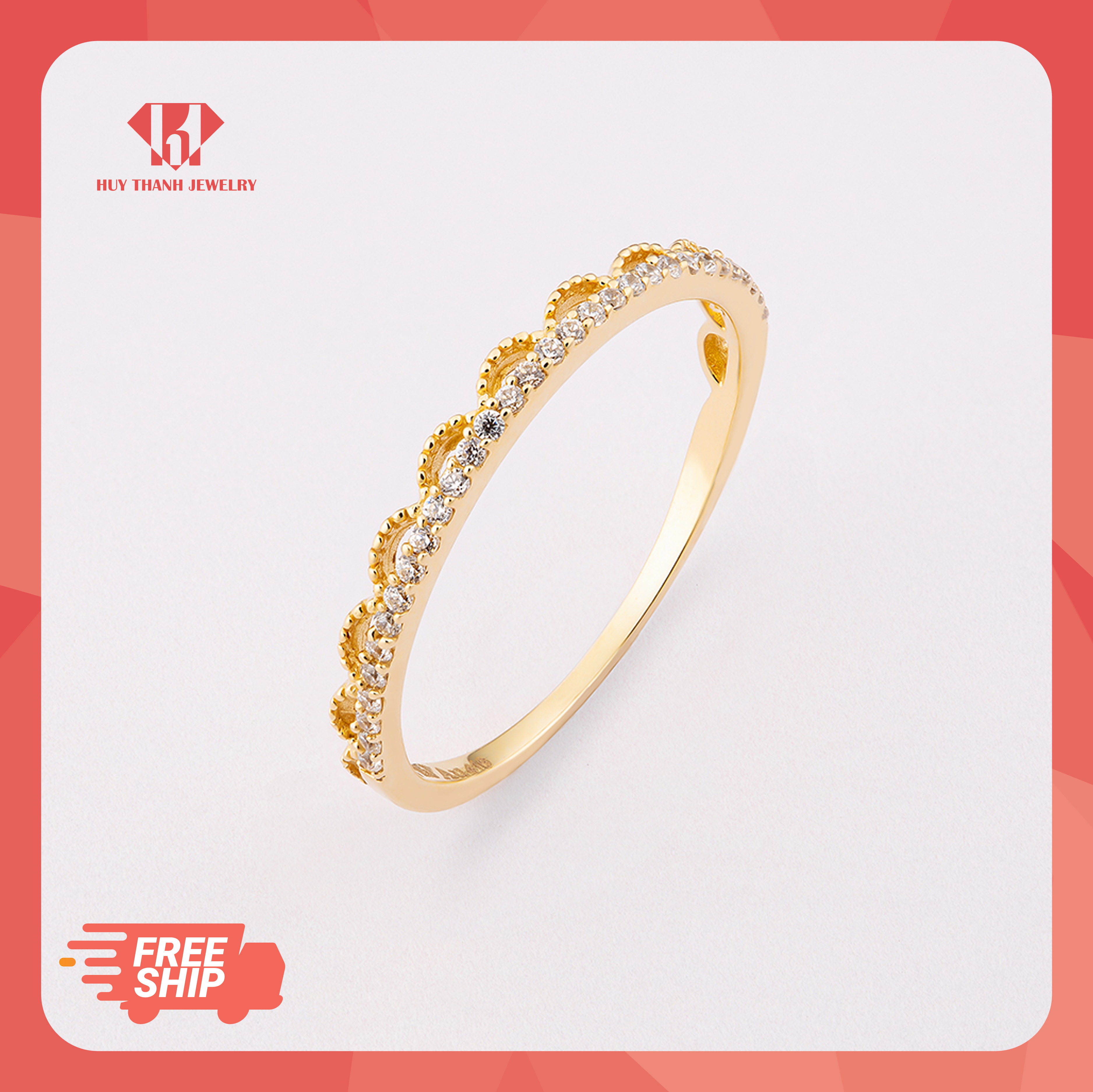 Nhẫn nữ vàng 10k Huy Thanh Jewelry NLF08