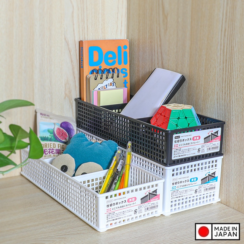 Rổ chữ nhật đựng đồ 03 ngăn, vách rời L - Hàng Nội Địa Nhật Bản nhập khẩu