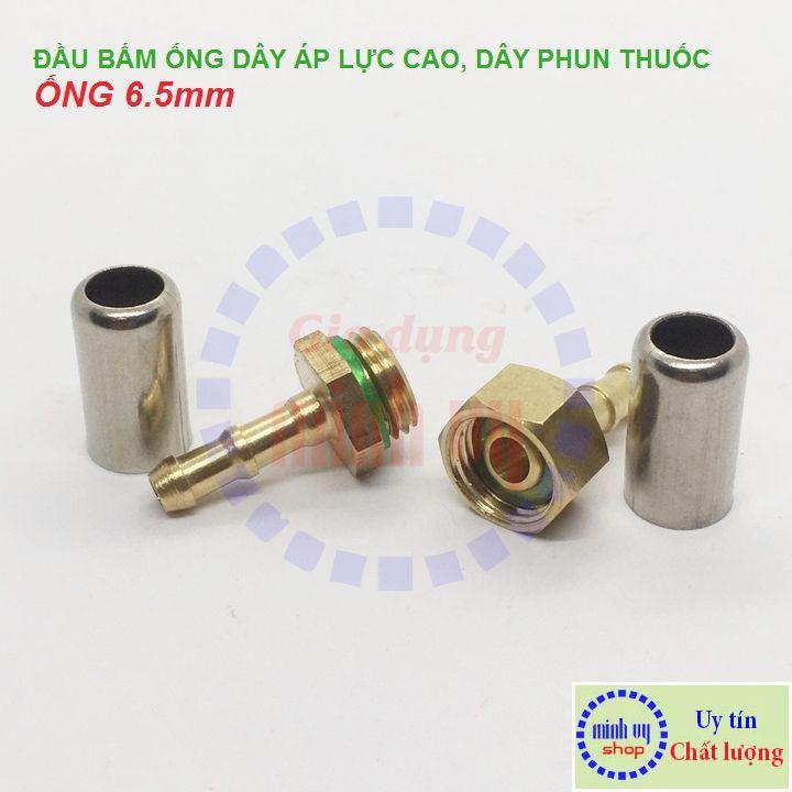 Đầu cos bấm dây áp lực máy rửa xe, dây xịt phun thuốc - kích cỡ cho ống 6.5mm và 8.5mm