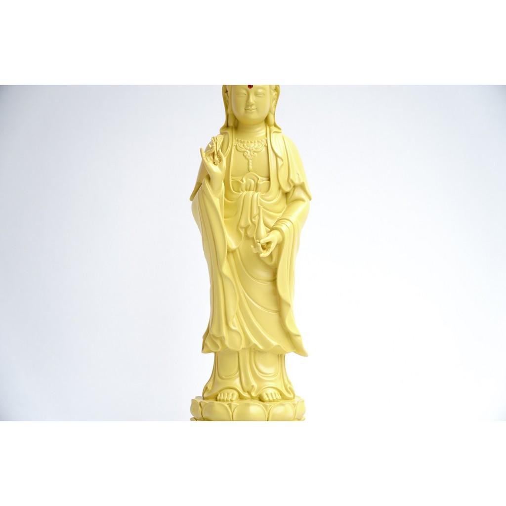 Tượng Phật Bà Quan Thế Âm Bồ Tát đứng vàng đất - Cao 25cm