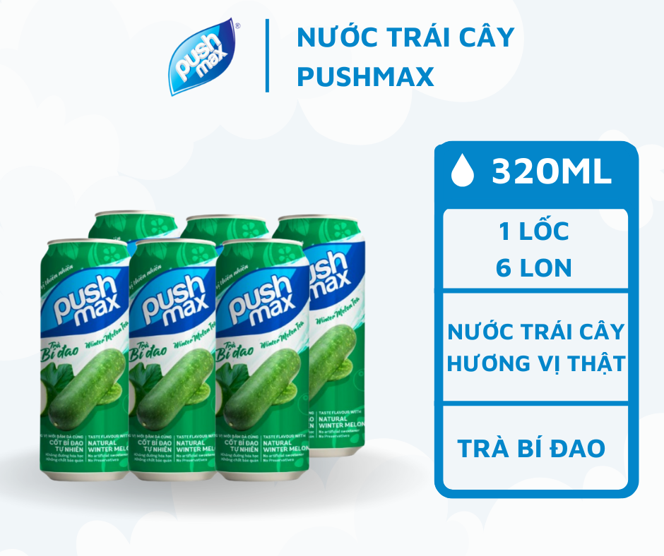 Lốc 6 Lon Nước Trái Cây Trà Bí Đao Pushmax