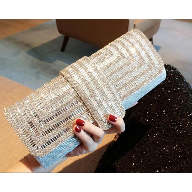 Clutch đi tiệc - Ví cầm tay đính sequin đi tiệc cao cấp có nắp gập