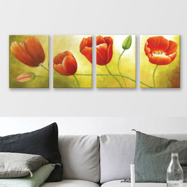 Bộ 4 Tranh Canvas Viền Composite "Hoa Mỹ Nhân Vừa Nở" W076