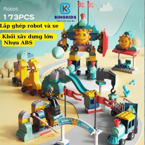 Đồ chơi xếp hình xây dựng khối lớn 173 chi tiết robot nhiều loại, lắp ráp.