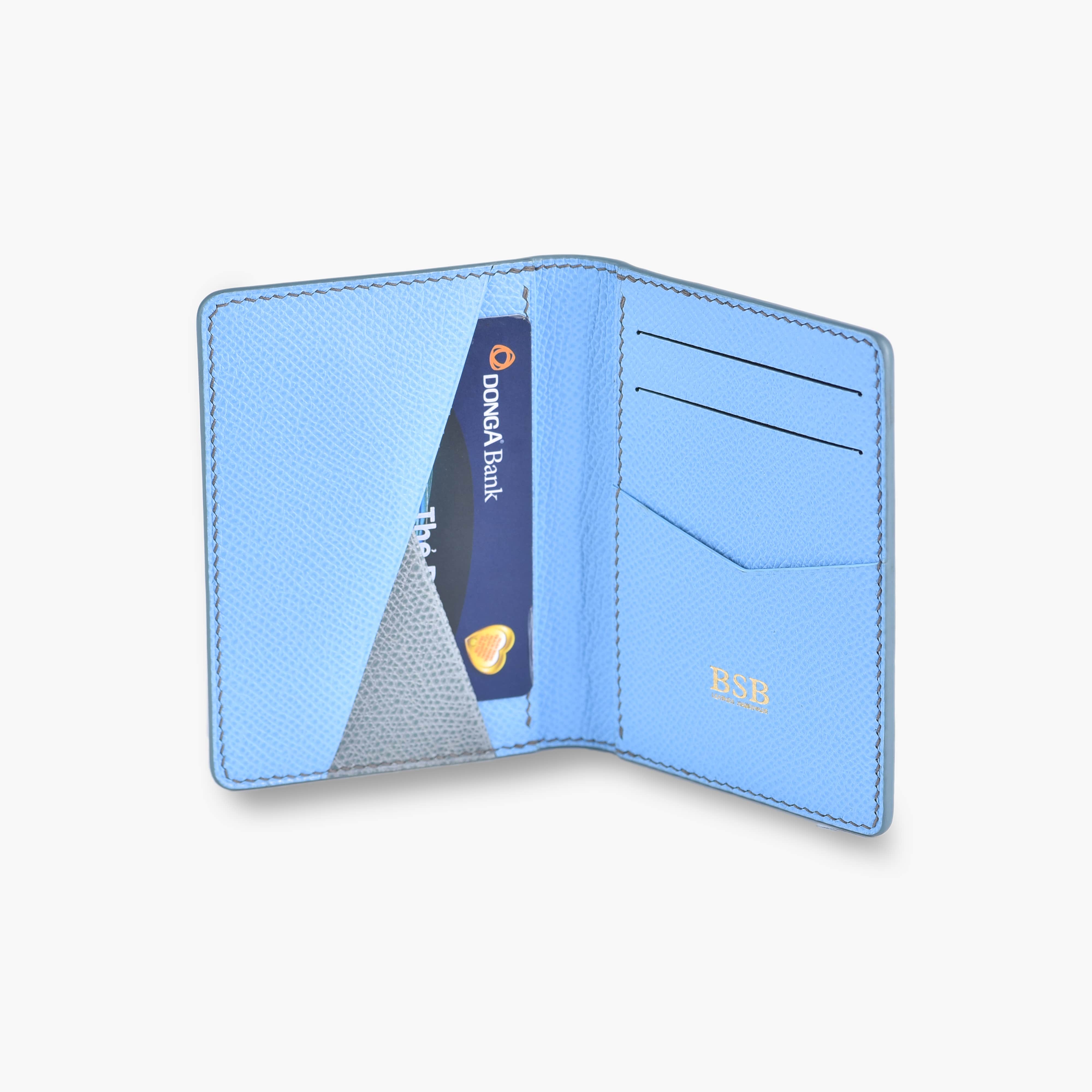 Card holder gập lịch thiệp BSB Leather xám  xi măng BSB1094