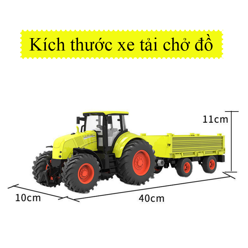 Xe ô tô đồ chơi xe đầu kéo nông trại KAVY chất liệu nhựa ABS kích thước lớn có nhạc và đèn, chạy đà