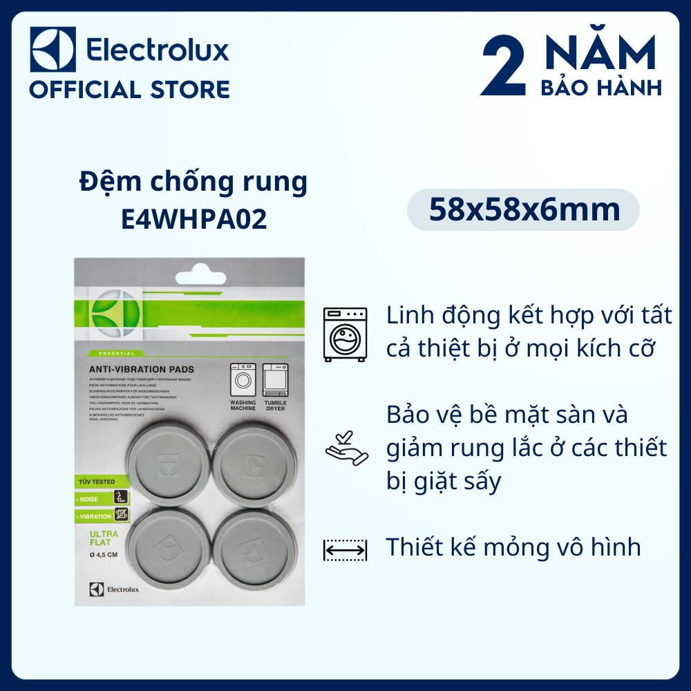 Đệm chống rung Electrolux E4WHPA02 Tương thích với tất cả dòng sản phẩm Máy Giặt/Máy Giặt Sấy/Máy Sấy
