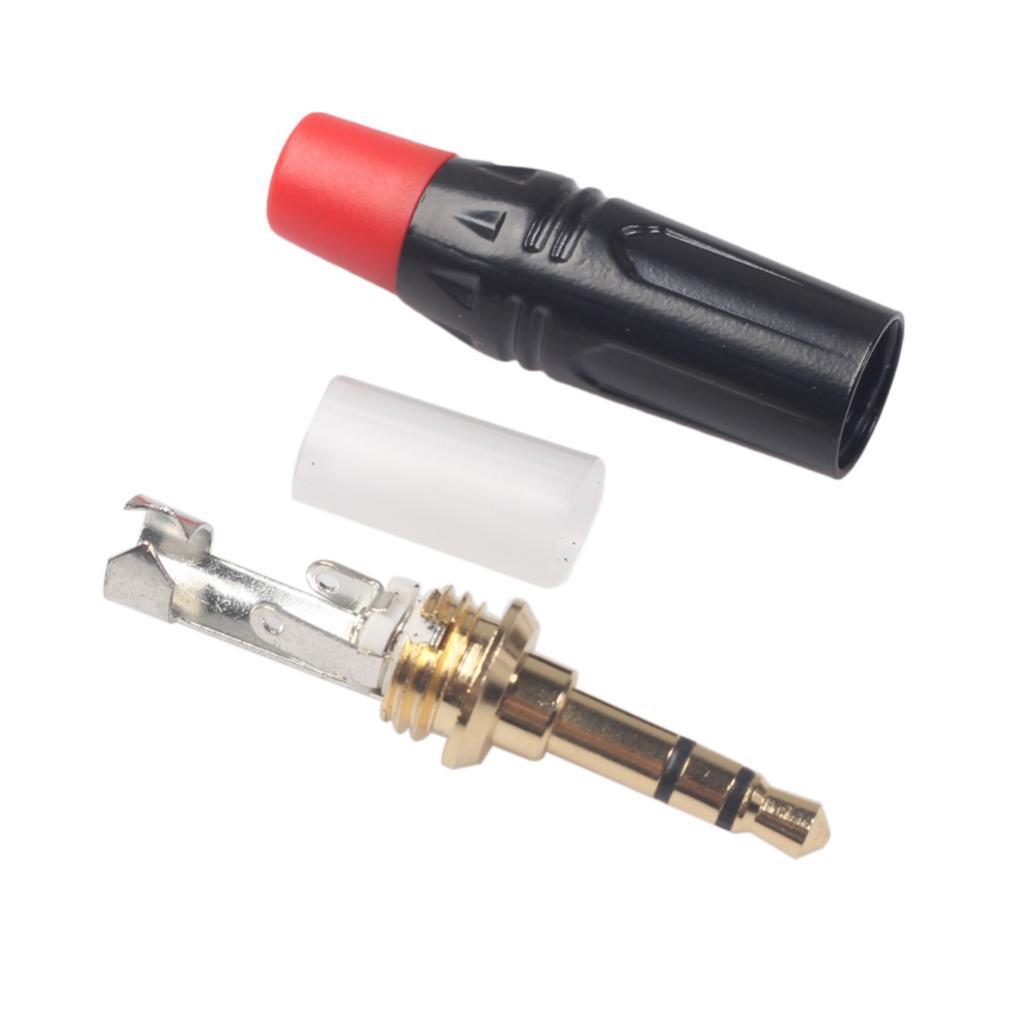 2Pcs Alloy 3.5mm Gold Plated Plug Connector Audio Stereo For Cable DIY Accs