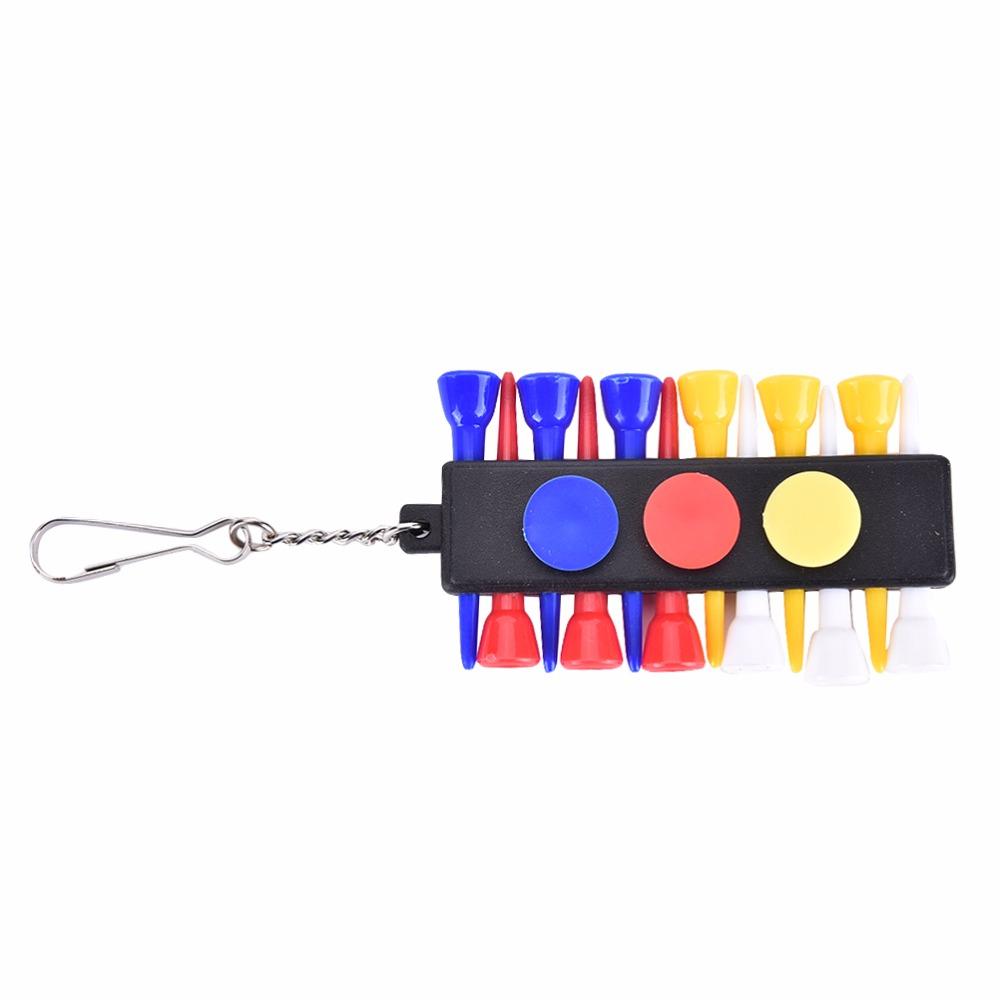 Bán nóng 1pcs hãng hàng không golf nhựa với 12 tees golf nhựa đầy màu sắc với 3 điểm đánh dấu bóng
