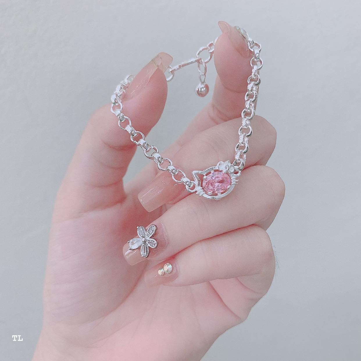 Lắc tay bạc trẻ em mặt kitty MS140