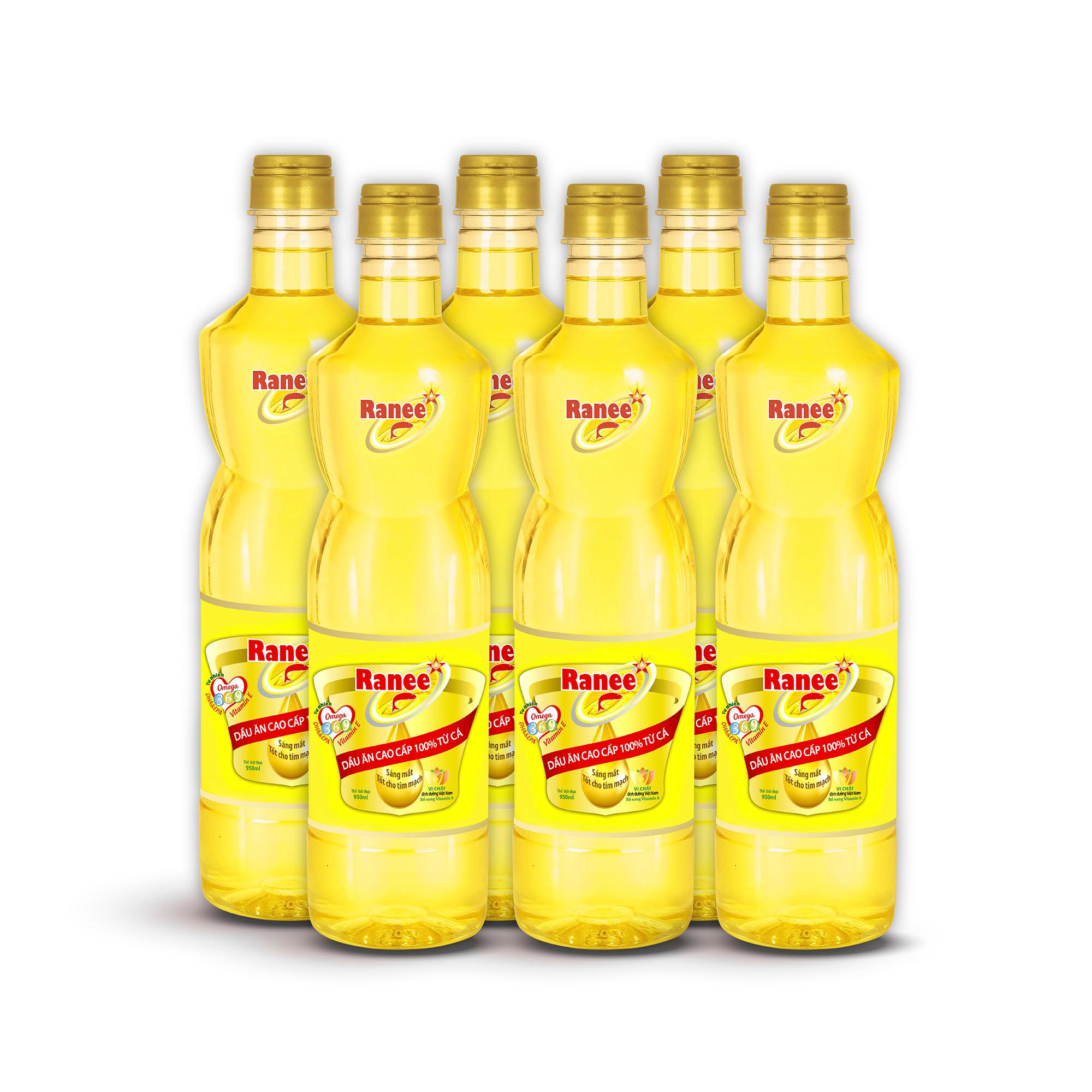 Combo 6 chai dầu ăn Ranee 950ml tặng kèm 1 tạp dề (950ml/chai x 6 chai)