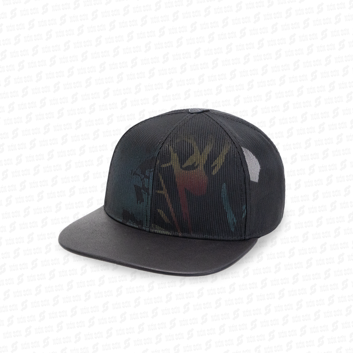 Mũ snapback hiphop NÓN SƠN hoa văn ngẫu nhiên MC210AK-ĐN1HV