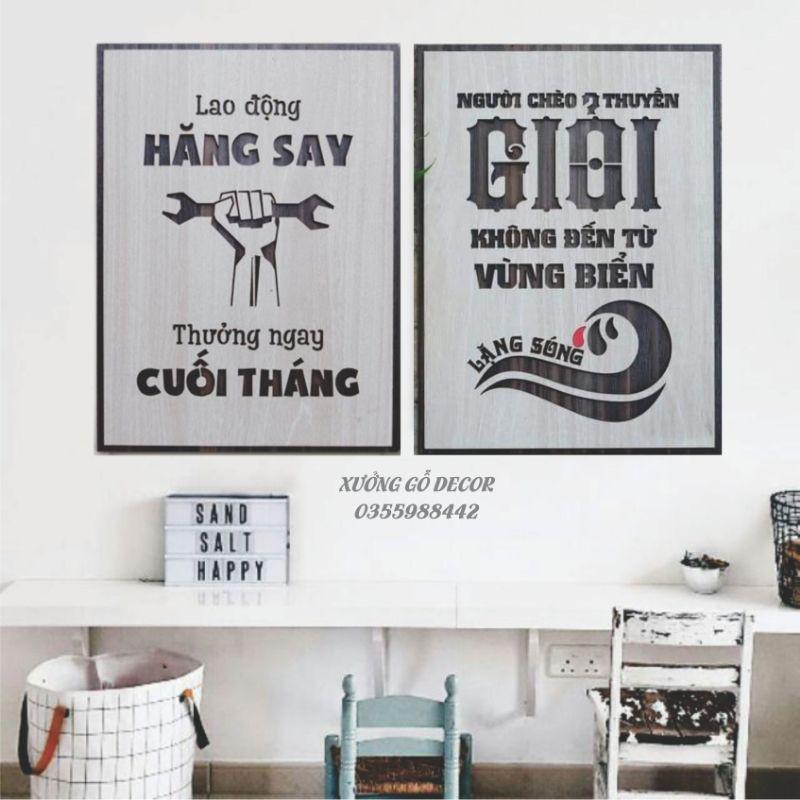 Tranh bằng Gỗ MDF phòng khách Combo 2 Tranh Gỗ Treo Tường Làm Việc Văn Phòng.