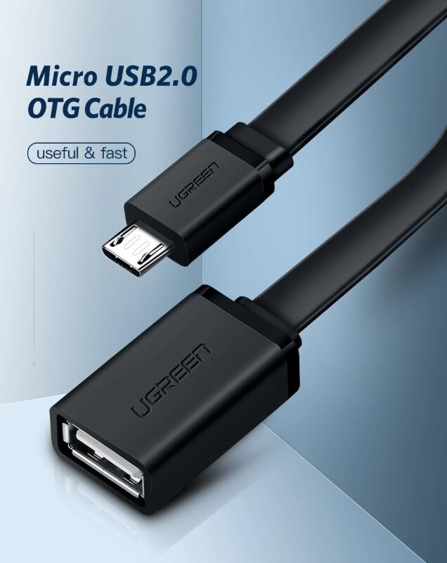 Ugreen UG10396US133TK 12CM màu Đen Cáp chuyển đổi MICRO USB sang USB âm hỗ trợ OTG - HÀNG CHÍNH HÃNG