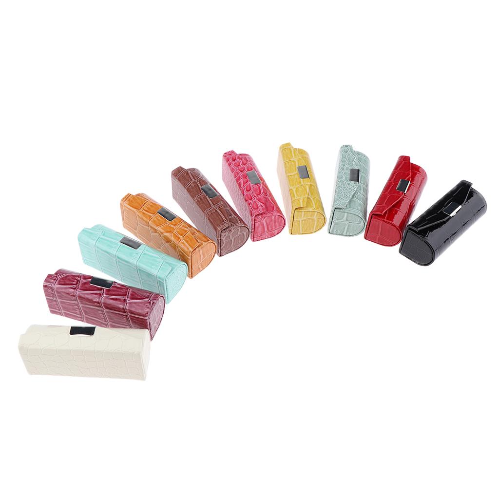 Durable Soft Leather Lipstick Case Holder Organizer Bag for Purse Cosmetic Storage Kit With Mirror