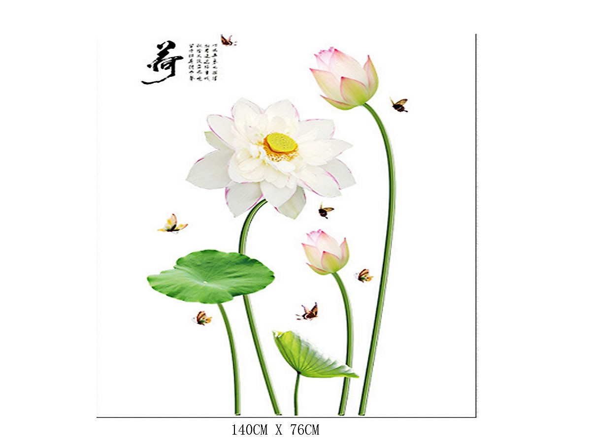 Decal dán tường hoa sen combo sang trọng