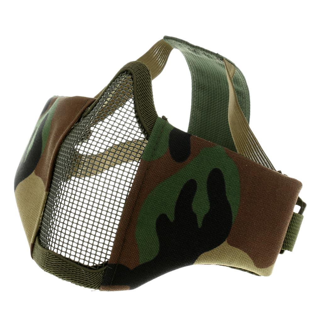 Half Face Lower Mask Metal Steel Mesh Adjustable Hunting Mask for Paintball Army CS