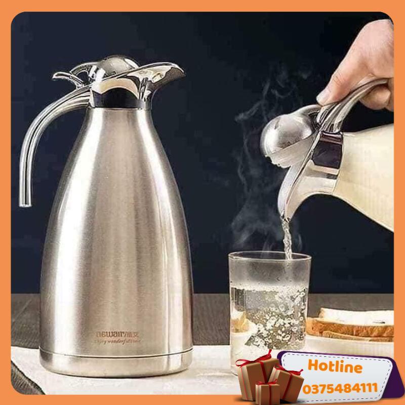 Bình Giữ Nhiệt Mỏ Vịt Nóng Lạnh Ruột Inox 304 Cao Cấp 2L - Bình Phà Trà Cà Phê Tại Nhà Dung Tích Lớn Có Quai Cầm - Hàng Loại 1