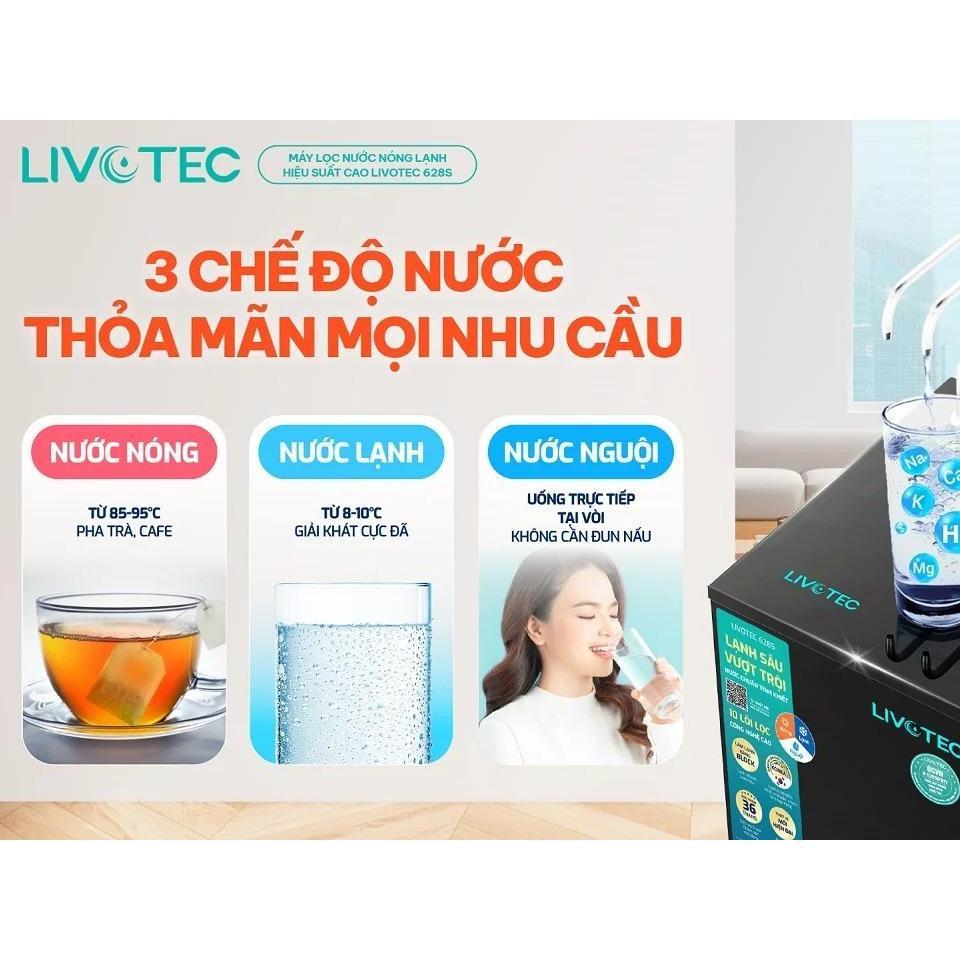 [ TẶNG BỘ LÕI] Máy Lọc Nước Nóng Lạnh  Livotec 628S Công Nghệ Lạnh Block 10 Lõi Lọc Tinh Khiết - Hàng Chính Hãng