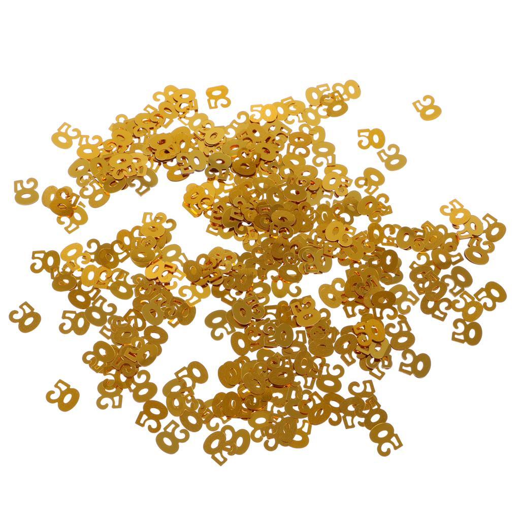 2X Table Confetti Age Birthday Party Wedding Anniversary Table Confetti Gold 50
