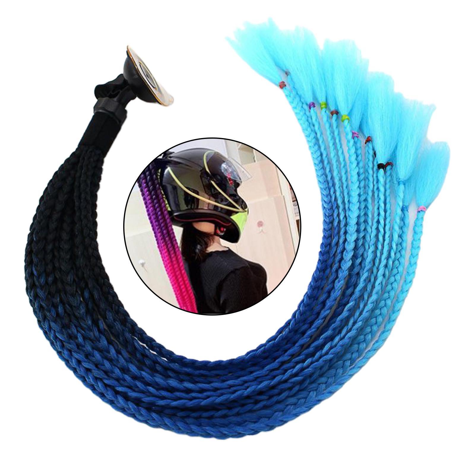 55cm Hair Gradient Ponytail for Motorcycle Black Light Blue