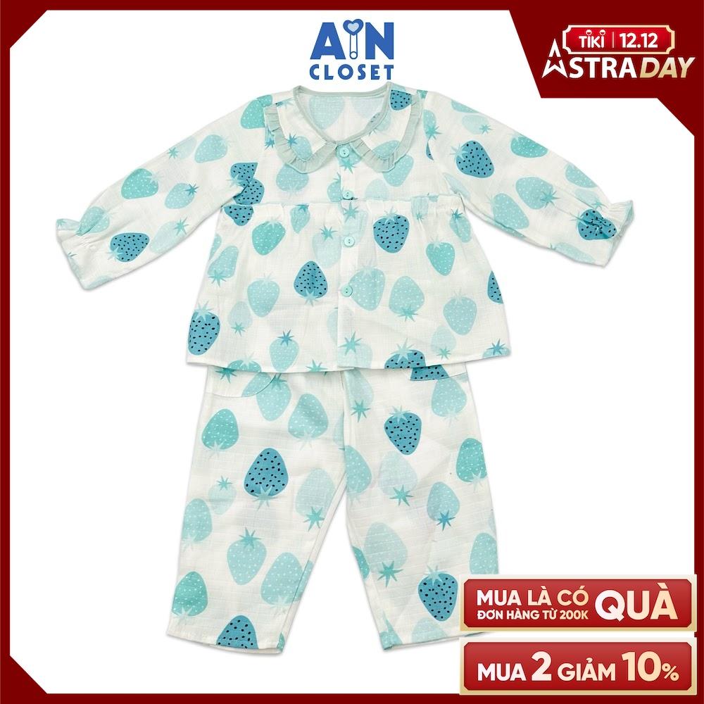 Bộ quần áo dài bé gái họa tiết Dâu Xanh xô sợi tre - AICDBG7CJXSE - AIN Closet