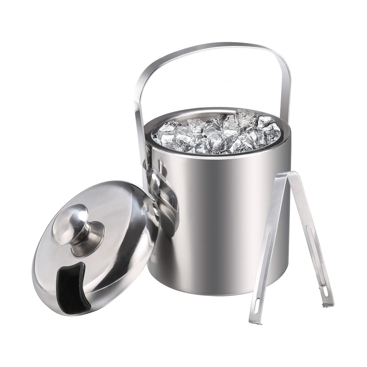 Xô đá Inox 304 Stainless Steel Ice Cube Container Double Walled 1.3L Ice Bucket Container