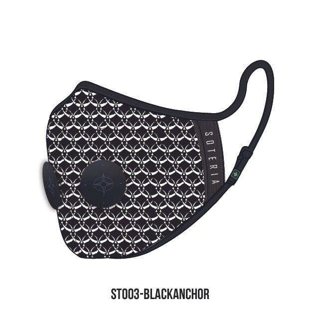 Khẩu trang thời trang cao cấp Soteria Black Anchor ST003 - Khẩu trang vải than hoạt tính [size M,L] Van đen