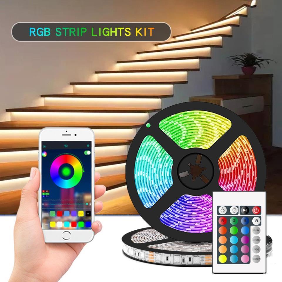 Cuộn đèn dây led 5m 16 triệu màu sắc RGB - Điều khiển bằng điện thoại smartphone, remote - Bọc silicon chống nước