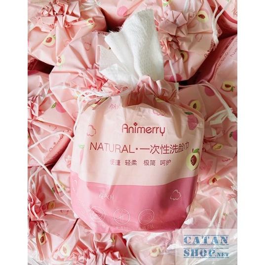 Khăn lau mặt khô dùng 1 lần bằng cotton cao cấp tự nhiên,cuộn khăn mặt khô tẩy trang đa năng túi trái đào xinh xắn