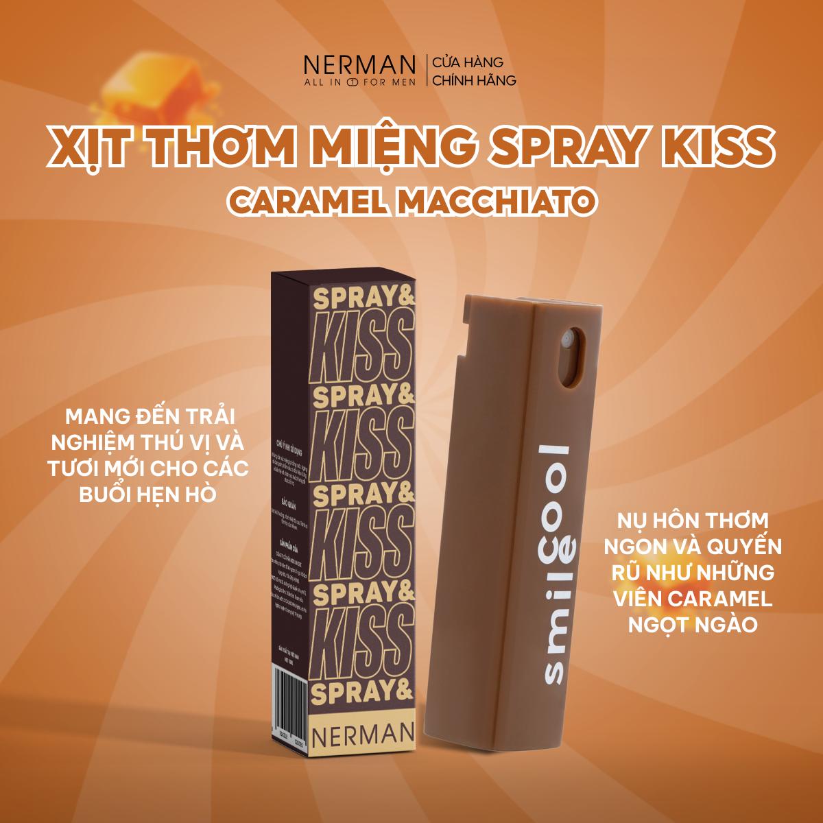 Xịt thơm miệng Spray & Kiss Nerman vị kẹo hoa quả bạc hà the mát cho nam nữ chai 10ml