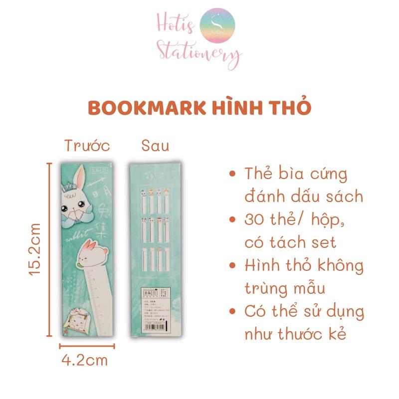 Bookmark thước kẻ đánh dấu sách hình thỏ kawaii - Hộp 30 thẻ, có tách set lẻ