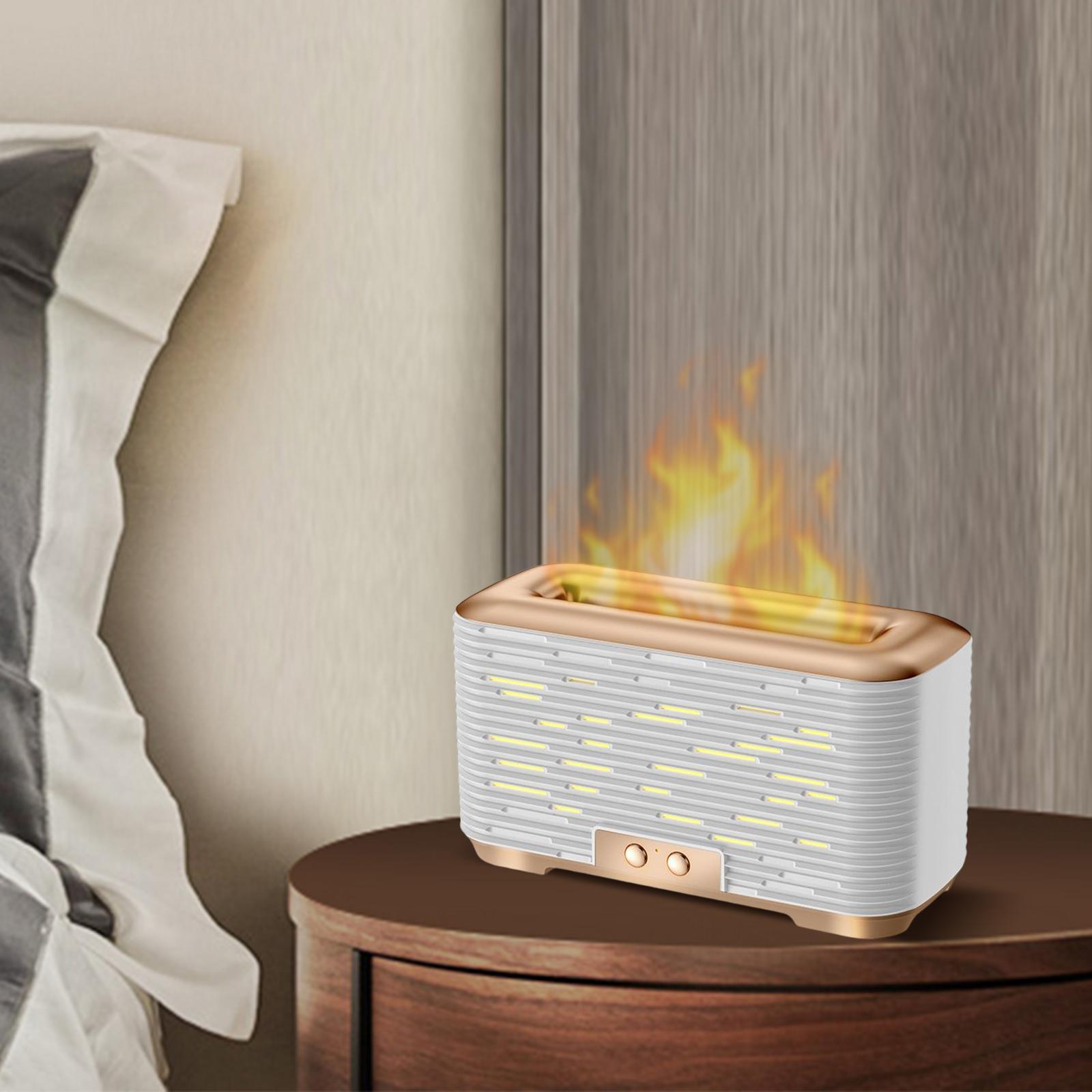 Flame Air Humidifier Diffuser Quiet 350ml Night Light USB for Home Bedroom Gold