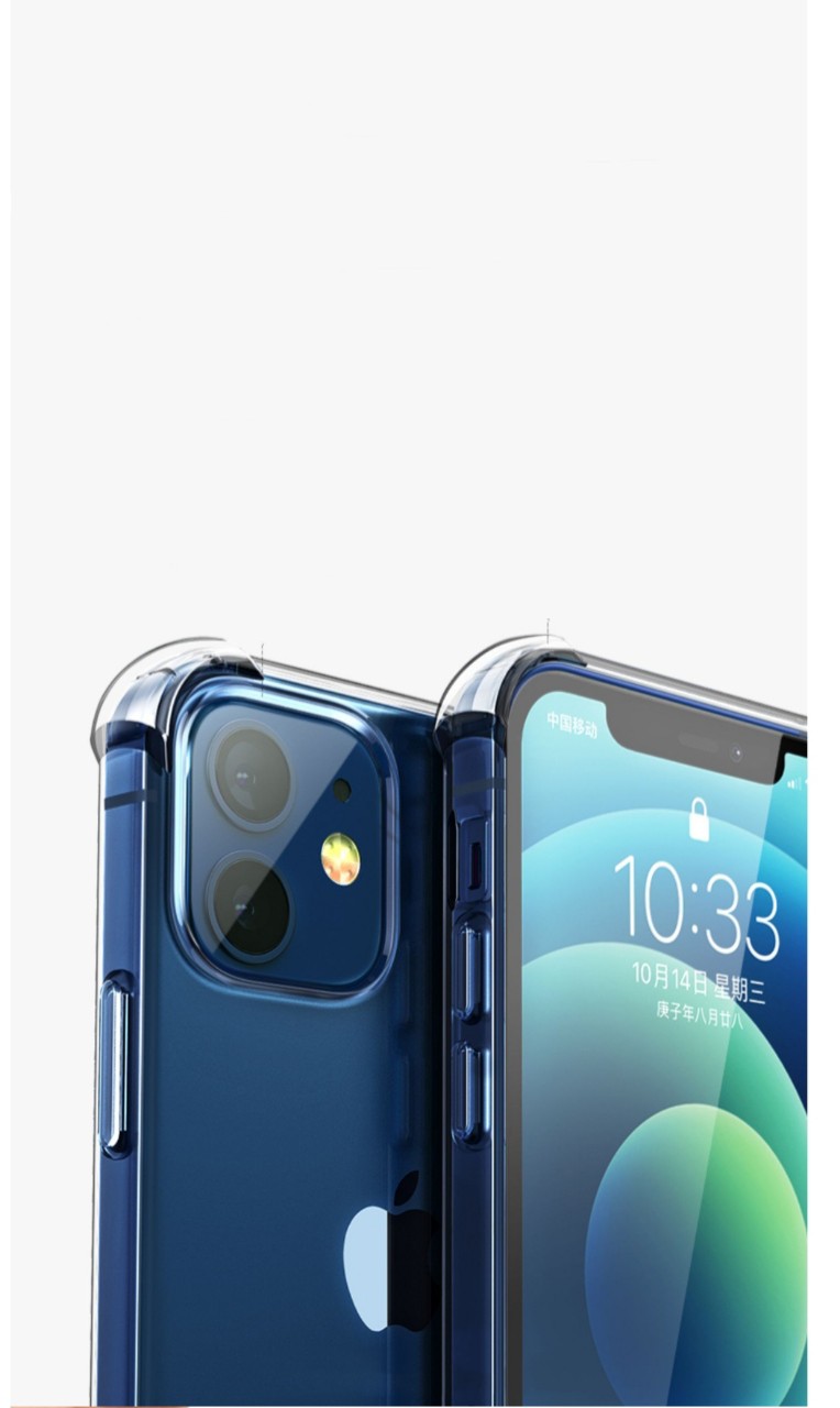Ốp Điện Thoại Trong Suốt Có Viền 4 Góc Chống Sốc, Bảo Vệ Mặt Lưng, Màn Hình, Camera Cho iPhone 12, 12 Mini, 12 Pro, 12 Pro Max