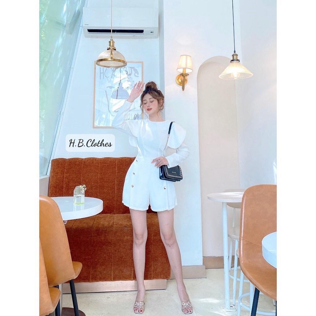 Set áo tay lá sen &amp; quần cạp cao