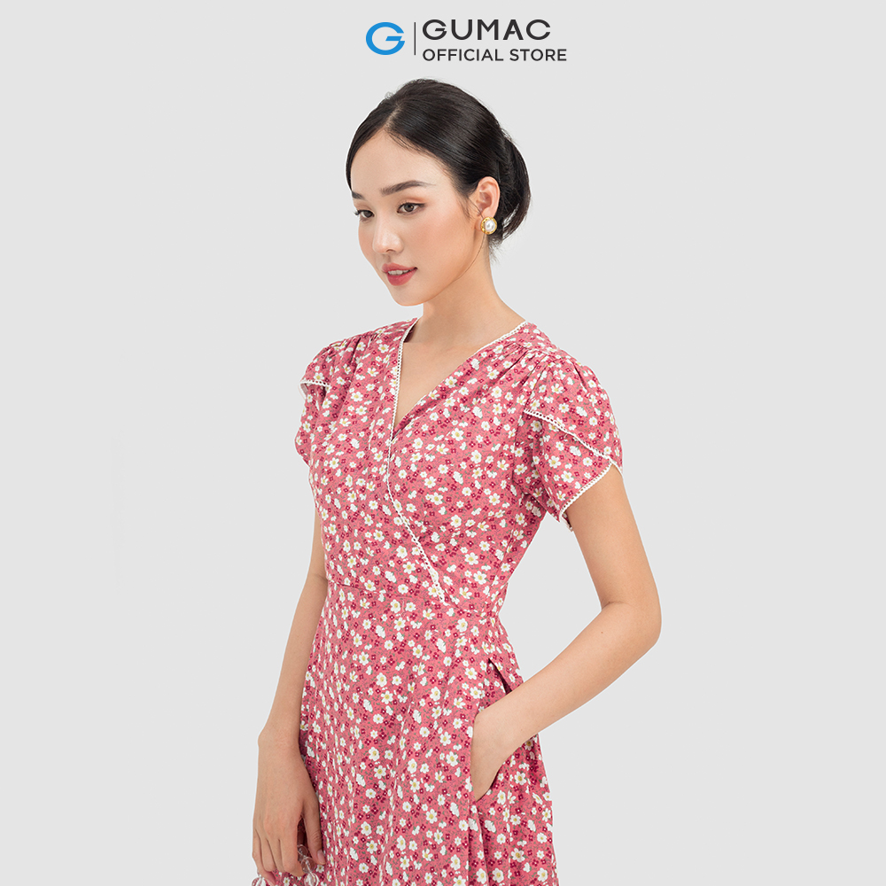 Đầm nữ GUMAC DC07016 dáng suông đăng ten đắp chéo