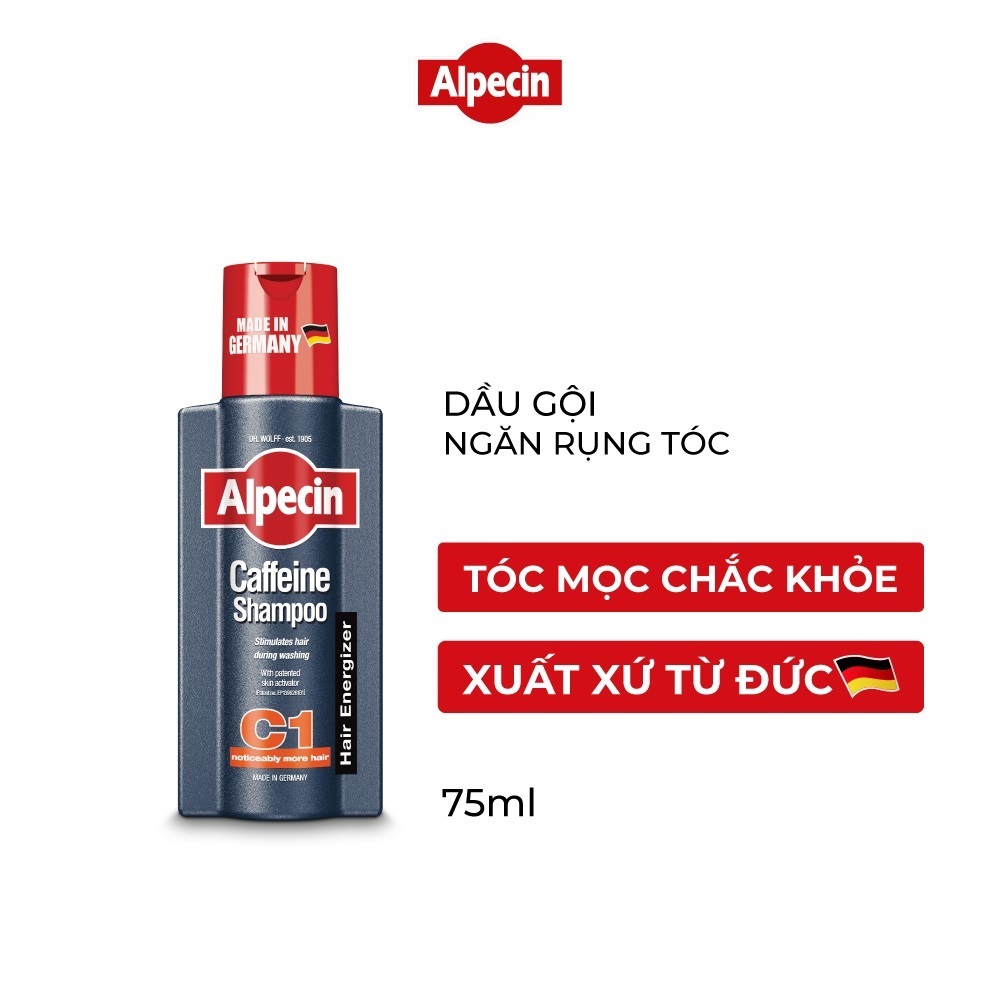 Mini size - Dầu gội Caffeine Alpecin C1 75ml giúp tóc mọc chắc khỏe, dầy hơn, dành cho nam