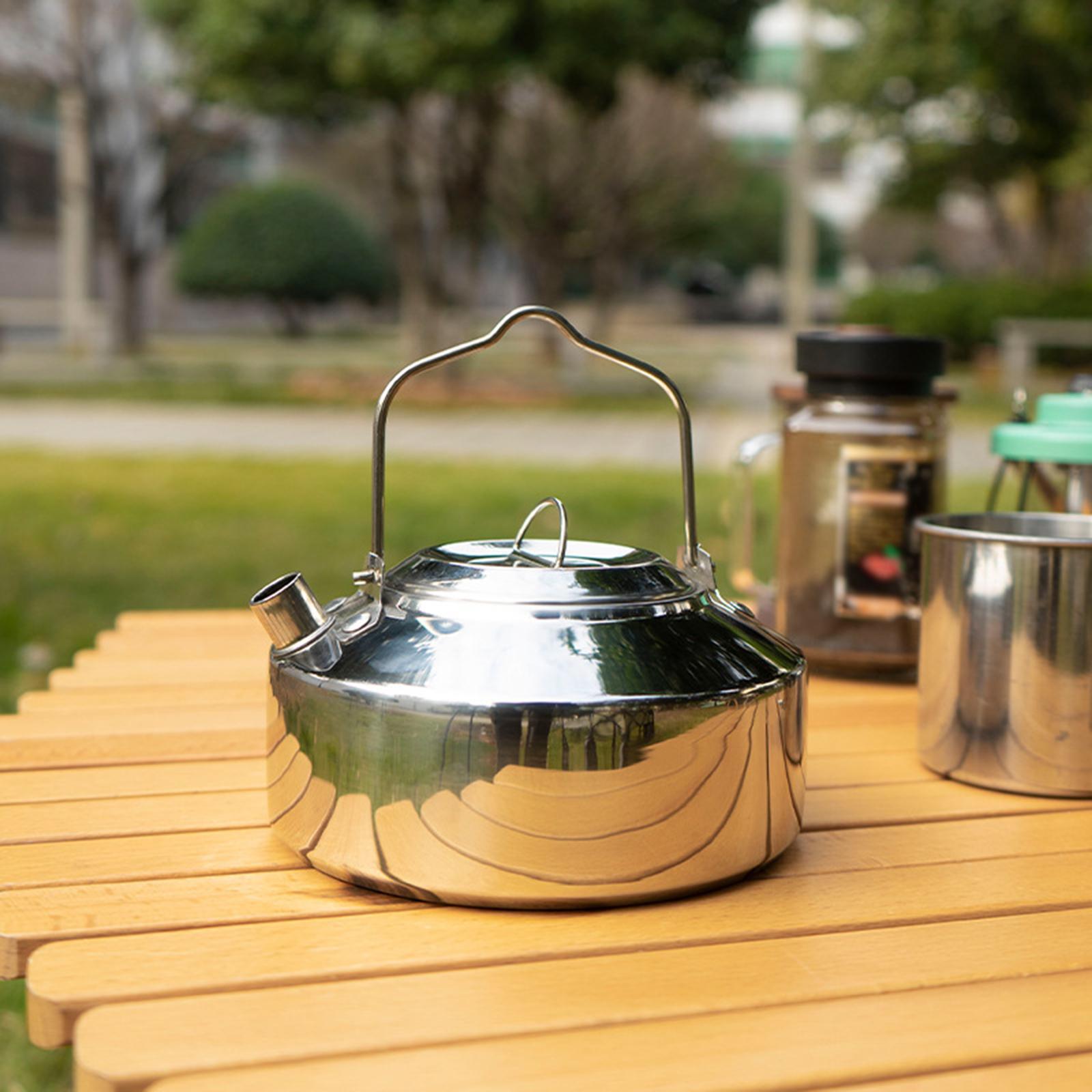 Water Boiler Teapot Anti Scald and Lockable Handle Cook Pot Portable Stoves Pot Camping Water Kettle for Backpacking Mountaineering Campfire