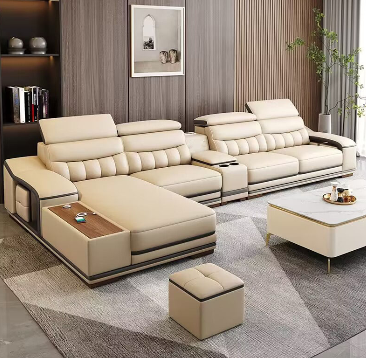 Sofa da góc L đầu bật cao cấp Tundo HDCT-08