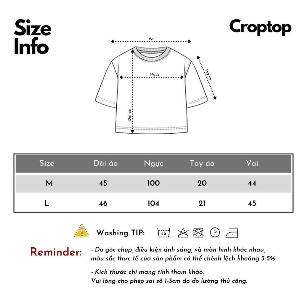 Áo croptop nữ tay ngắn cổ tròn vải thun cotton kiểu hàn quốc CR033 Miucho in hình hoạ tiết