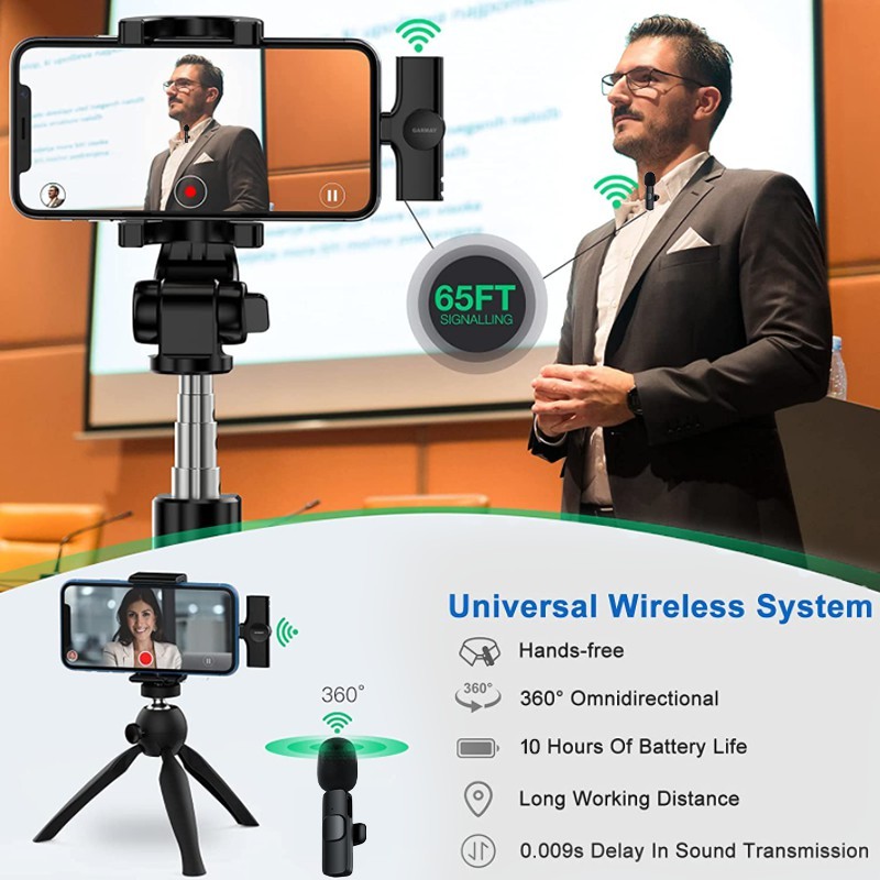 Bộ Micro Thu Âm Cài Áo Không Dây (2 Mic) Cho Điện Thoại Iphone IOS Cổng Lightning Máy Tính, Máy Ảnh Chống Ồn Dùng Quay Tiktok, Livestream, Ghi Âm, Quay Video  Thu Âm To, Tiếng Trong Veo Thích Hợp Cho 1 Hoặc 2 Người Ở Khoảng Cách Xa – Hàng Nhập Khẩu